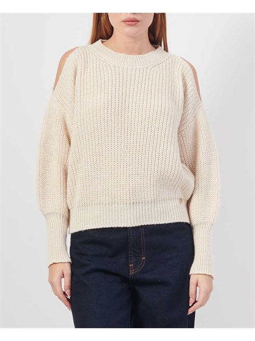 MDM knitted crew neck sweater MADEMOISELLE DU MONDE | F607-6041BURRO